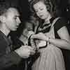 Shirley Temple signing Short Snorters for soldiers, 1944