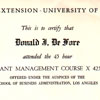 Don DeFore UCLA Class Certificate