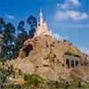 French Village, Tremaine Chateau, and Cinderella Castle scene at Disneyland Storybook Land, October 1956