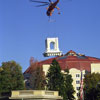 Hurricane Bubba lifts one of the 4 Moroccan Towers at West Baden Springs Hotel, October 1998